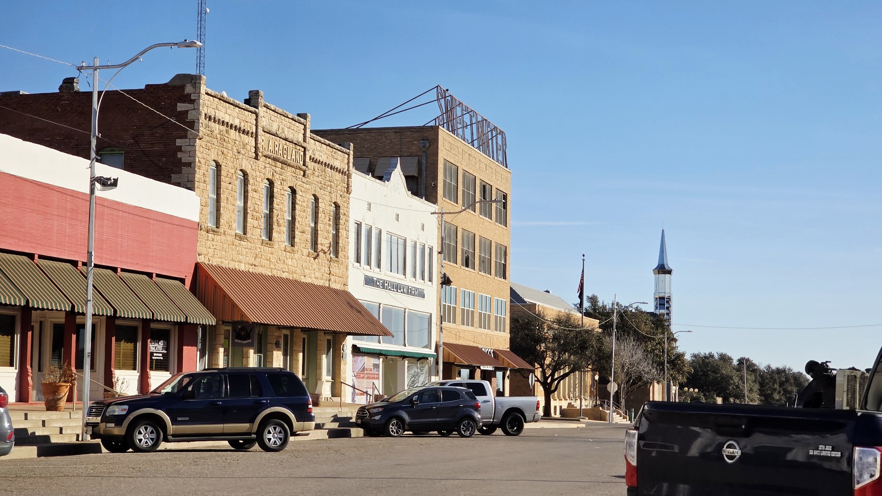 Historic storefronts in downtown Sweetwater, Texas